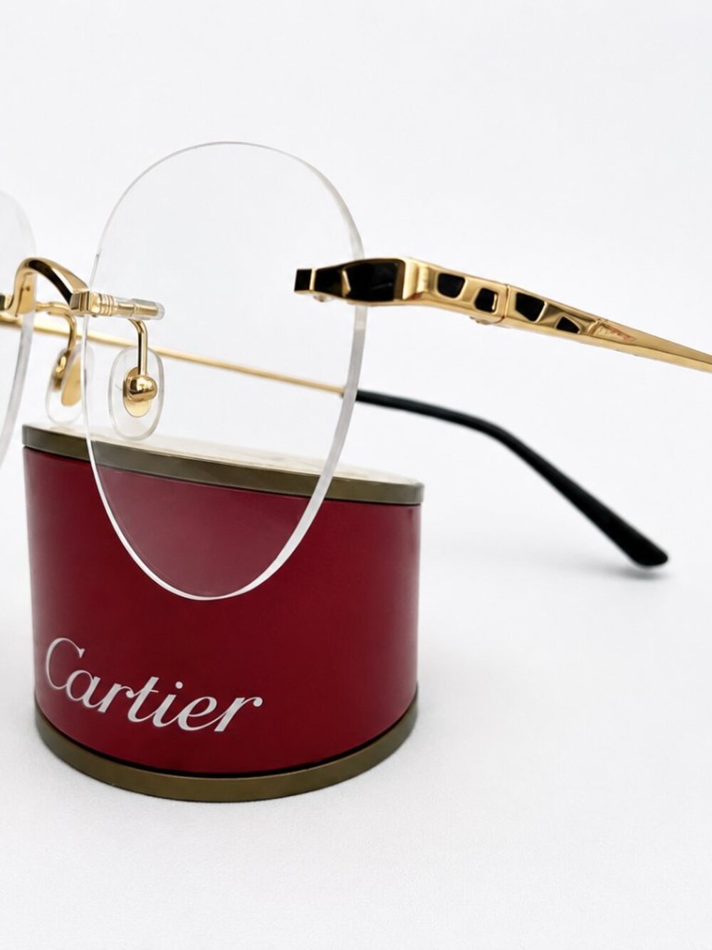 Authentic Cartier Rimless Glasses in Gold with Black Dots